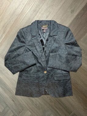 Dana Buchman Damask Jacquard Blazer Jacket Womens 6 Black Elegant Brocade‎ Paris